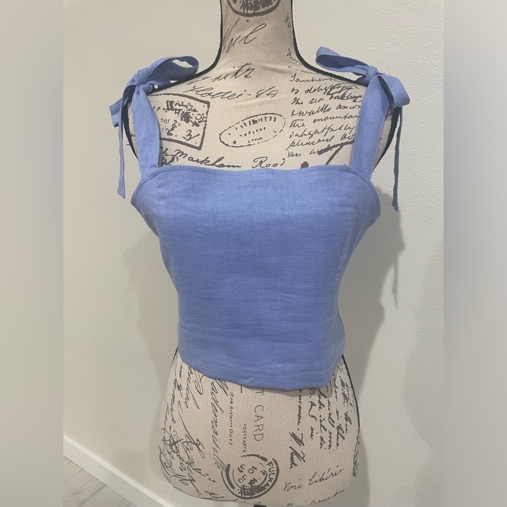 Rachel Zoe Blue Sleeveless Crop Tank Top